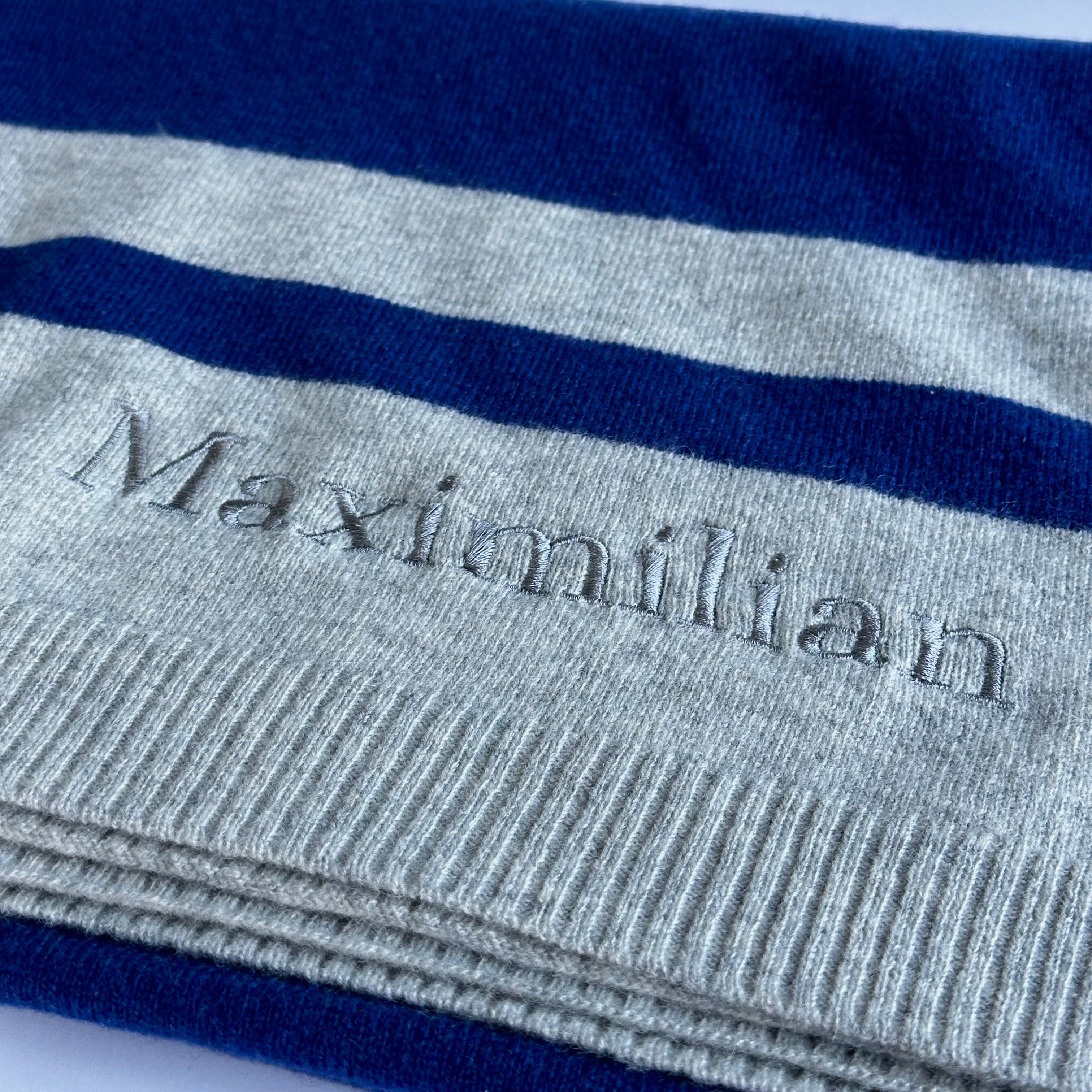 OUTLET | Baby Blanket 'Seemannsgarn' | Light Grey/Navy Blue | 102 x 105 cm "Maximilian"