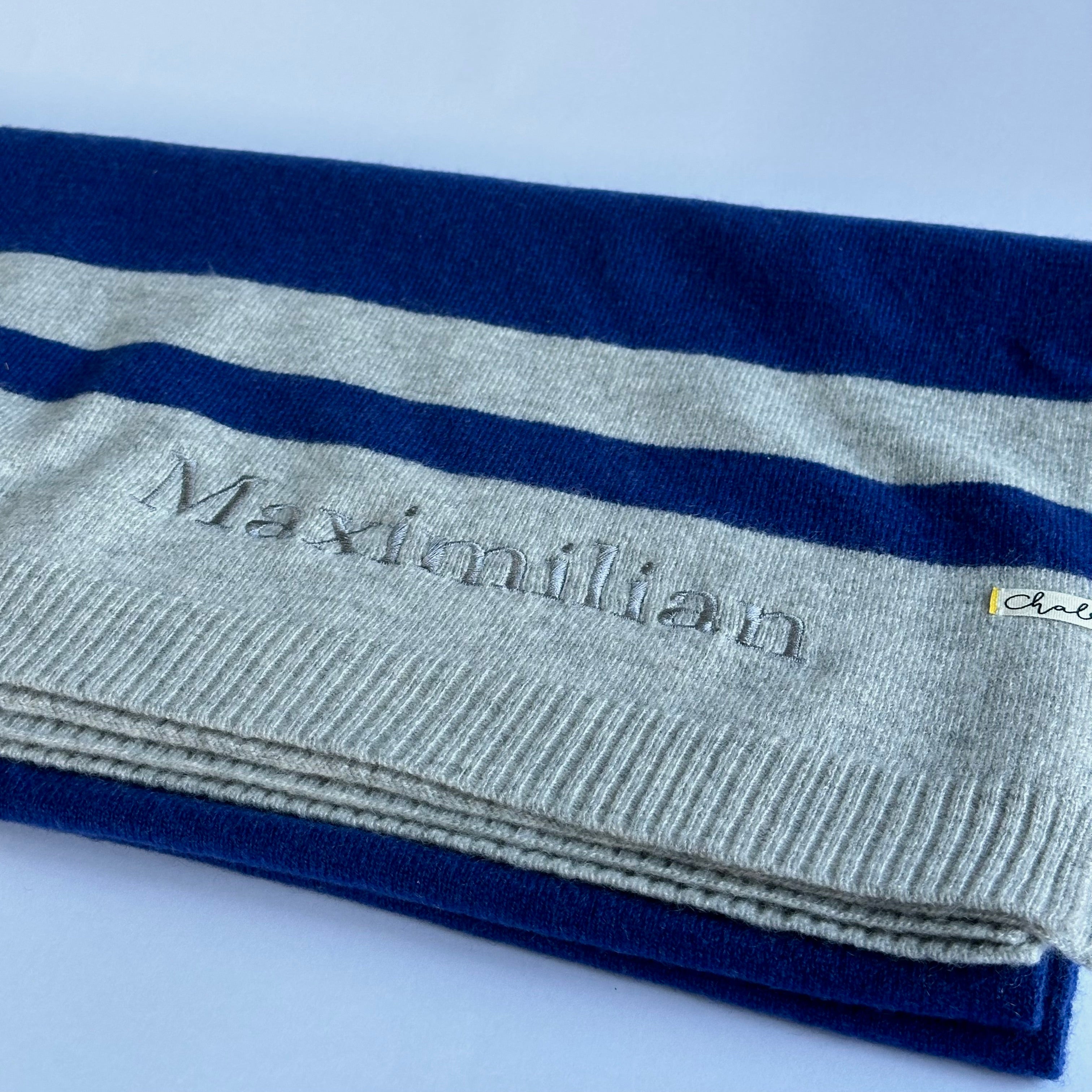 OUTLET | Baby Blanket 'Seemannsgarn' | Light Grey/Navy Blue | 102 x 105 cm "Maximilian"